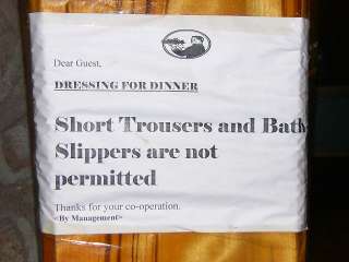 Sign at the entrance of the dining room